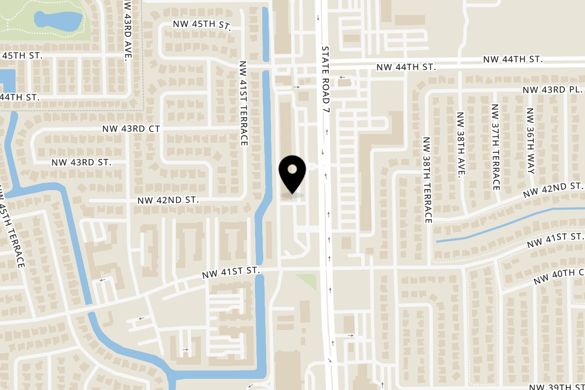 Map showing the location of Juici Patties Lauderdale Lakes on 4209 N State Rd 7 in Lauderdale Lakes