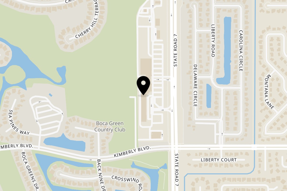 Map showing the location of Juici Patties Boca Raton on 19635 FL-7 #45 in Boca Raton