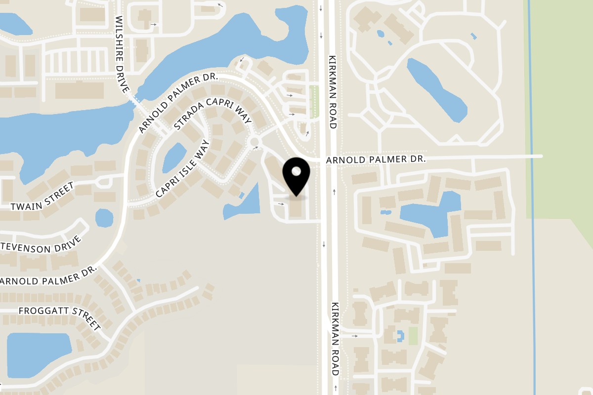 Map showing the location of Juici Patties Kirkman, Orlando on 3120 S Kirkman Rd Ste 14P in Orlando