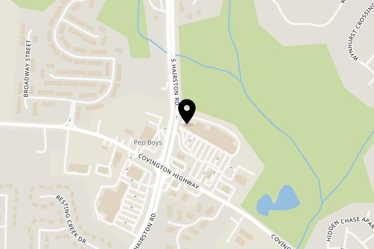 Map showing the location of Juici Patties Decatur GA on 5402 Covington Hwy A in Decatur