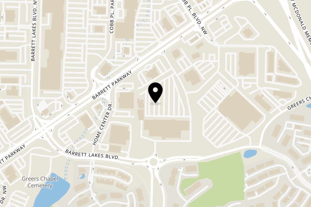 Map showing the location of Juici Patties Kennesaw on 725 Ernest W Barrett Pkwy NW #414 in Kennesaw