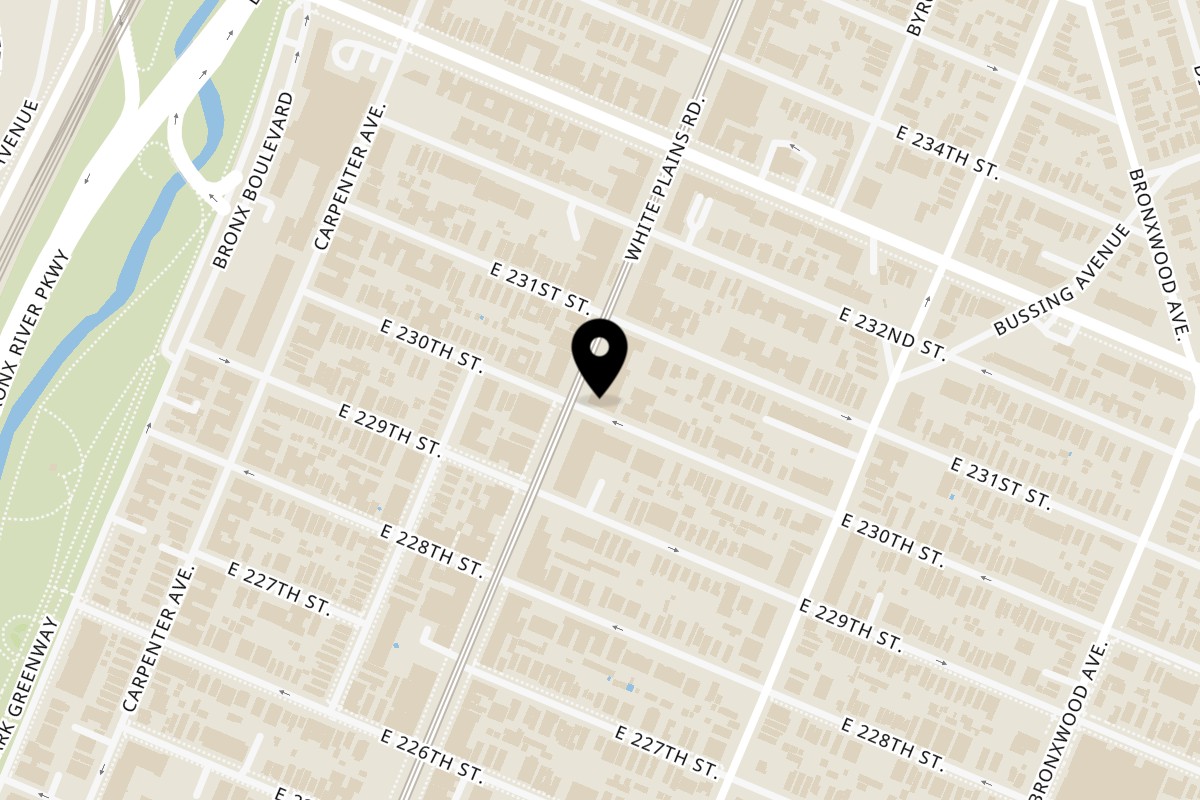 Map showing the location of Juici Patties White Plains - Bronx Ny on 4124 White Plains Rd in Bronx