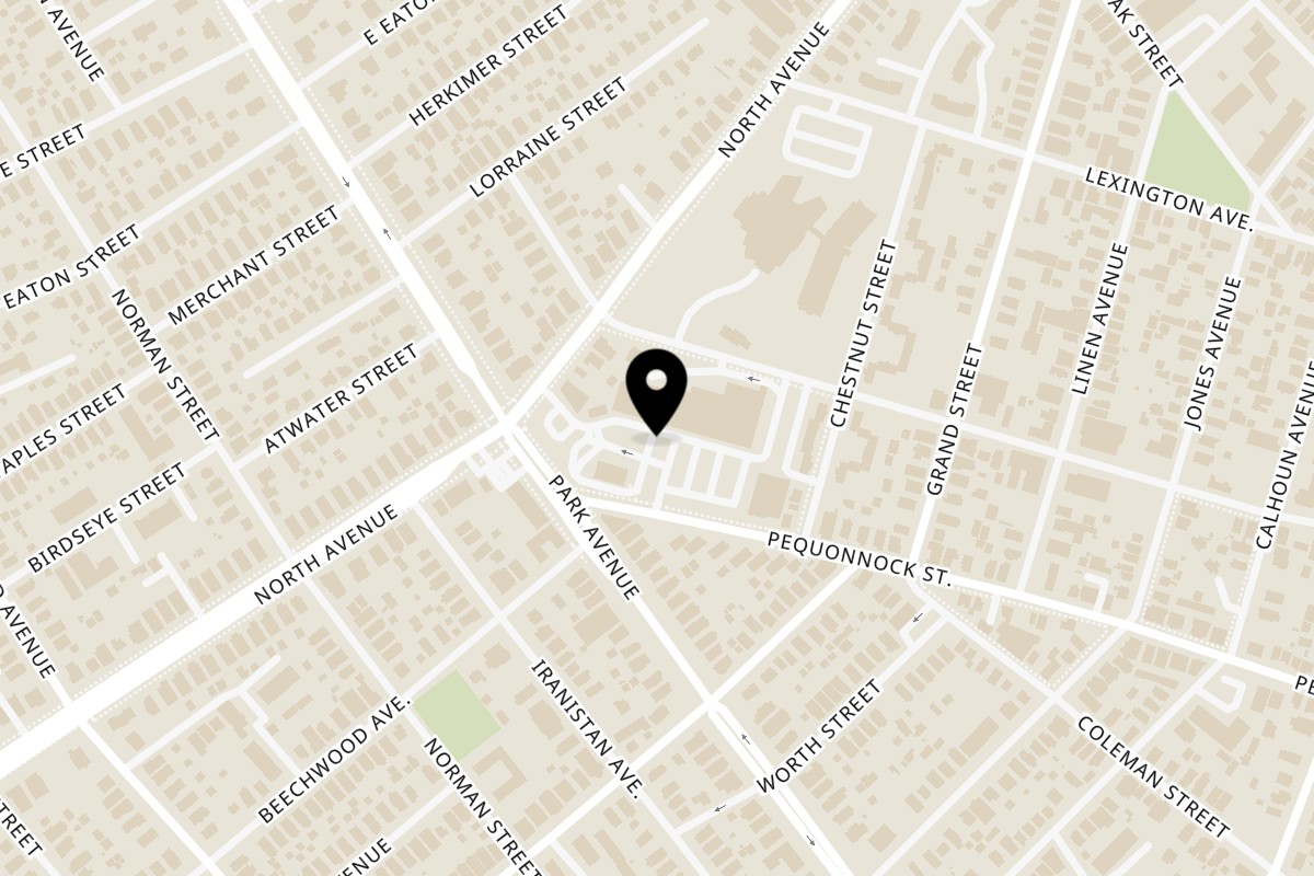 Map showing the location of Juici Patties Bridgeport on 604 Pequonnock St in Bridgeport